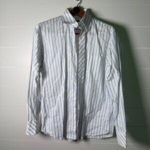 Ted Baker Men's Striped Button-Up Shirt - 16 1/2-34/35 Blue & White